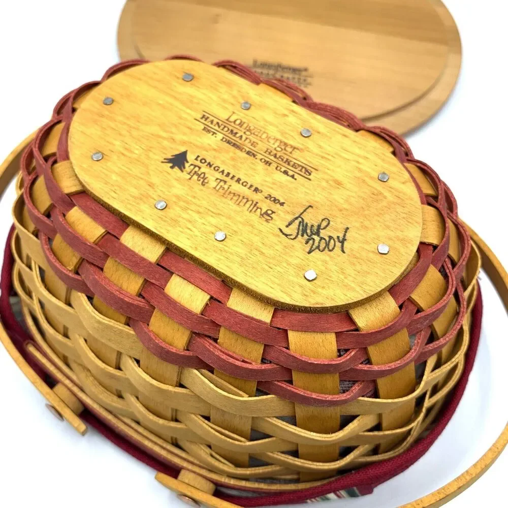 Longaberger 2004 Gumdrop Tree Trimming Limited Basket Fabric Liner Protector Lid